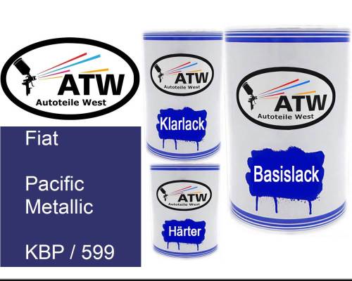 Fiat, Pacific Metallic, KBP / 599: 500ml Lackdose + 500ml Klarlack + 250ml Härter - Set, von ATW Autoteile West.